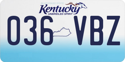 KY license plate 036VBZ
