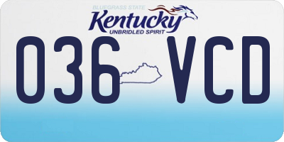 KY license plate 036VCD