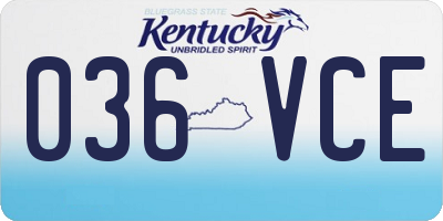 KY license plate 036VCE