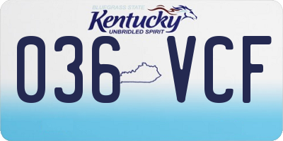 KY license plate 036VCF