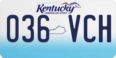 KY license plate 036VCH