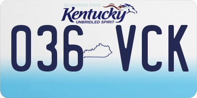KY license plate 036VCK