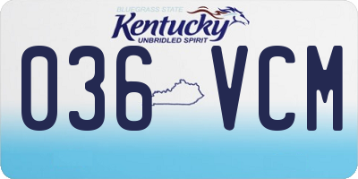 KY license plate 036VCM