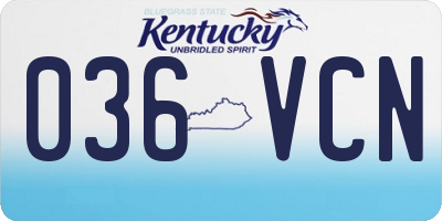 KY license plate 036VCN