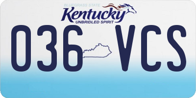 KY license plate 036VCS