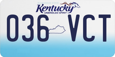 KY license plate 036VCT