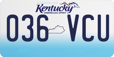KY license plate 036VCU