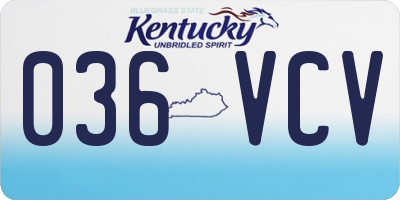 KY license plate 036VCV