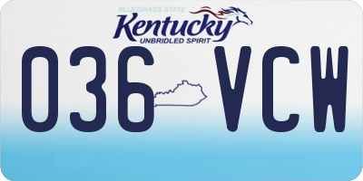 KY license plate 036VCW