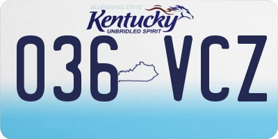 KY license plate 036VCZ