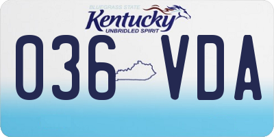 KY license plate 036VDA