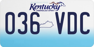 KY license plate 036VDC