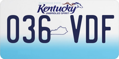KY license plate 036VDF