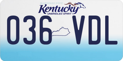 KY license plate 036VDL