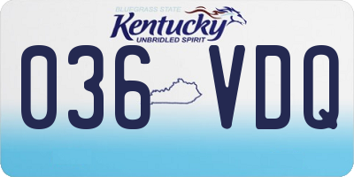 KY license plate 036VDQ