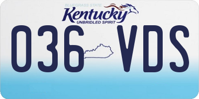 KY license plate 036VDS