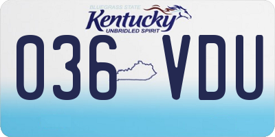 KY license plate 036VDU