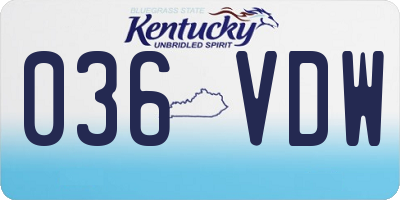 KY license plate 036VDW