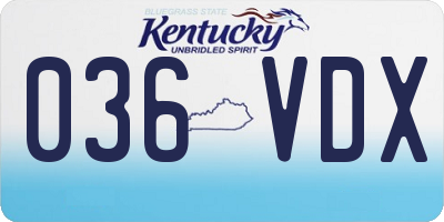 KY license plate 036VDX
