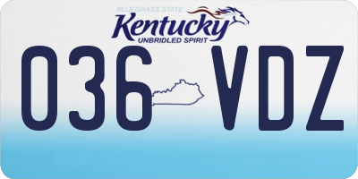 KY license plate 036VDZ