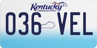 KY license plate 036VEL