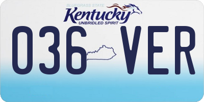KY license plate 036VER