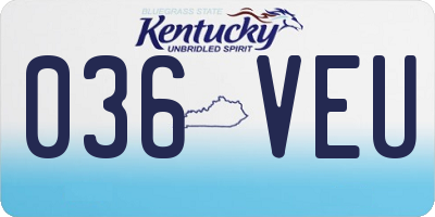 KY license plate 036VEU