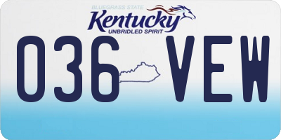 KY license plate 036VEW