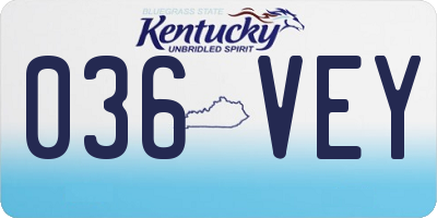 KY license plate 036VEY