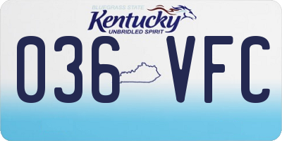KY license plate 036VFC