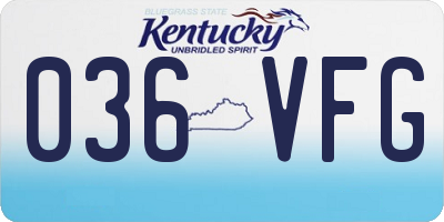 KY license plate 036VFG