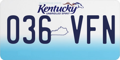 KY license plate 036VFN