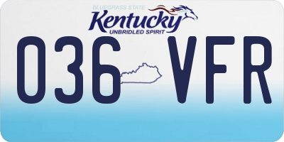 KY license plate 036VFR