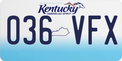 KY license plate 036VFX
