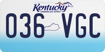 KY license plate 036VGC