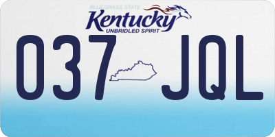 KY license plate 037JQL