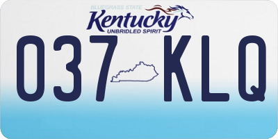KY license plate 037KLQ