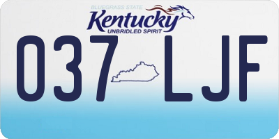 KY license plate 037LJF