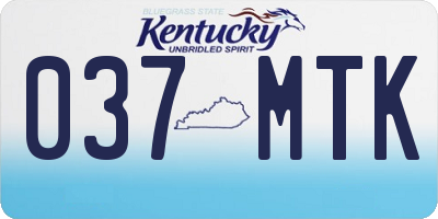 KY license plate 037MTK
