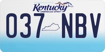 KY license plate 037NBV