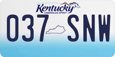 KY license plate 037SNW