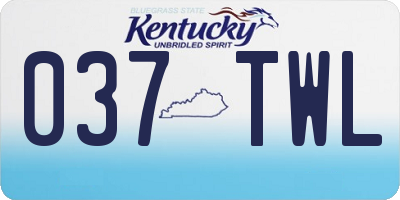 KY license plate 037TWL