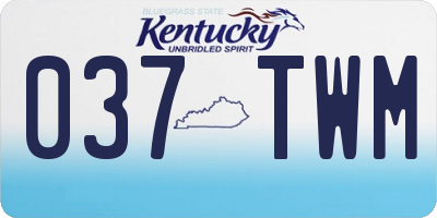 KY license plate 037TWM