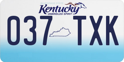 KY license plate 037TXK