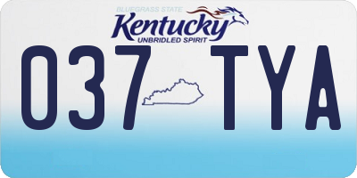 KY license plate 037TYA