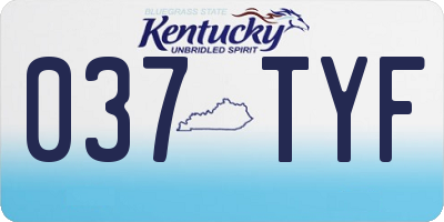 KY license plate 037TYF