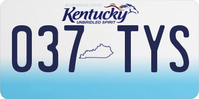 KY license plate 037TYS