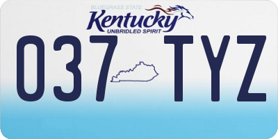 KY license plate 037TYZ