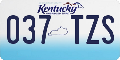KY license plate 037TZS