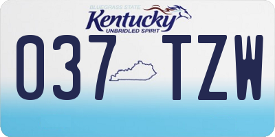 KY license plate 037TZW